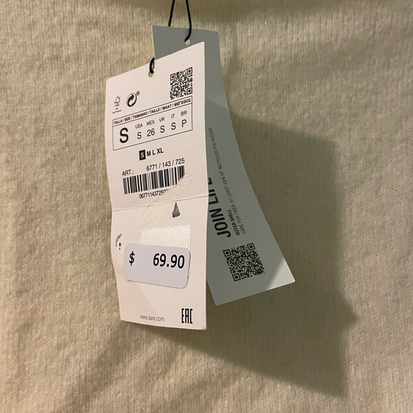 Zara bell sleeve draped sweater-small NWT - Picture 4 of 6